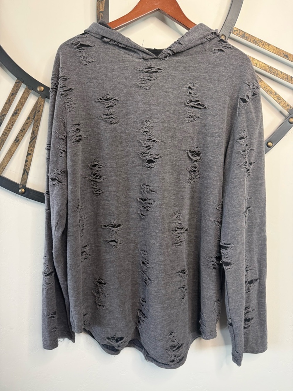 Carbon Black Distressed Hooded Top